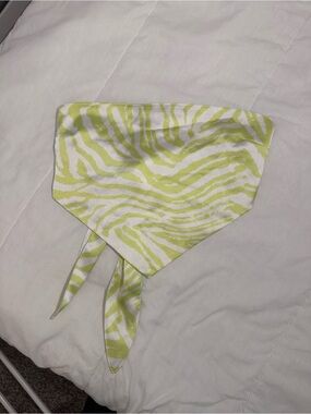Forever 21 Lime Green and White Zebra Bandana Top